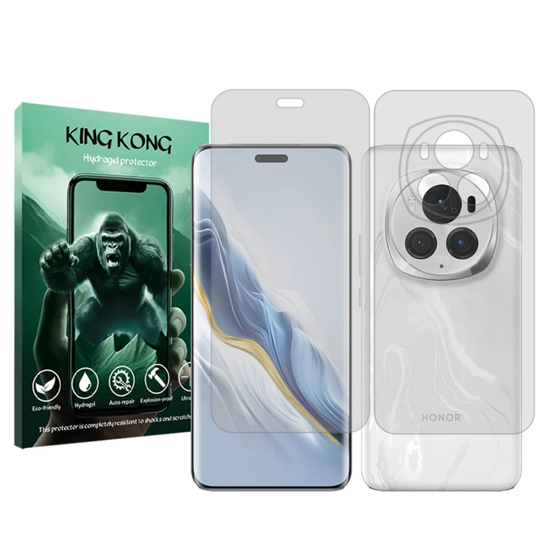 محافظ صفحه نمایش شفاف کینگ کونگ مدل Tough مناسب برای گوشی موبایل آنر Magic6 Pro به همراه محافظ پشت گوشی