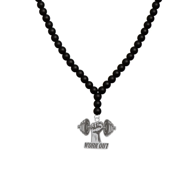 گردنبند هایکا طرح دمبل بدنسازی کد bg.jh 78