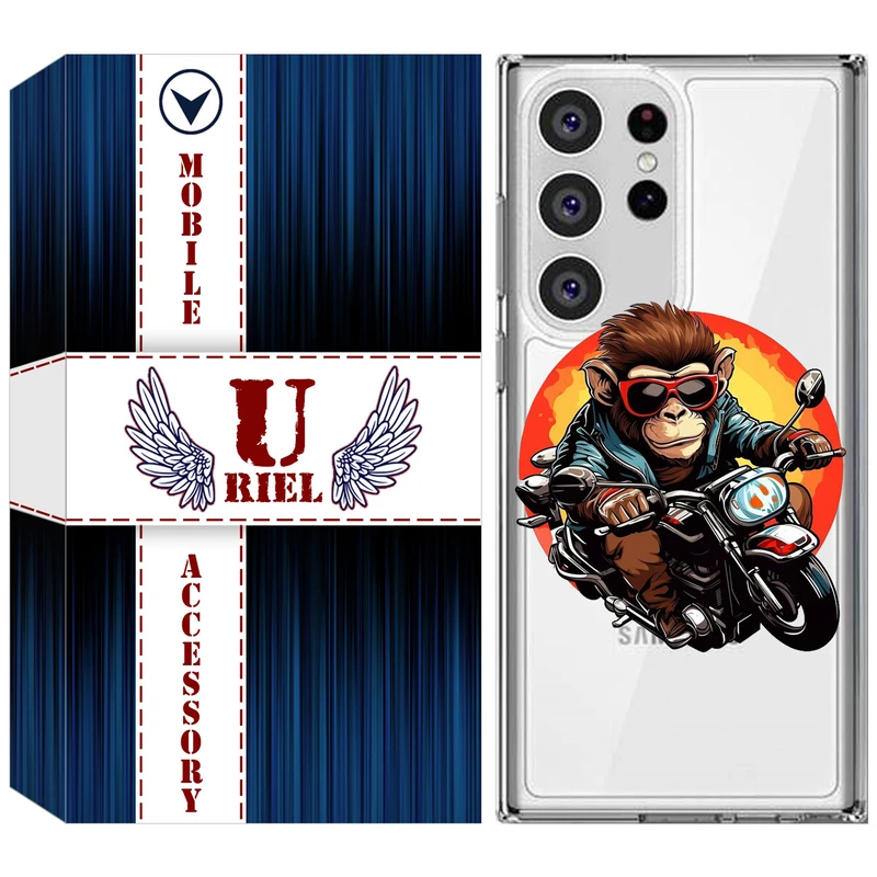 کاور یوریل مدل Clear کد 32 طرح میمون موتورسوار مناسب برای گوشی موبایل سامسونگ Galaxy S23 Ultra