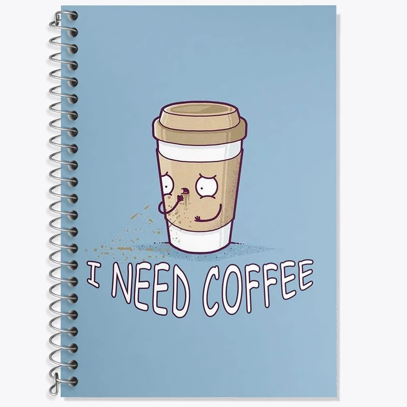 دفتر زبان 50 برگ خندالو مدل سه خط طرح کافی شاپ قهوه کد 27509