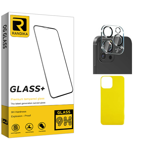 محافظ پشت گوشی راندیکا مدل Randika Glass FLL مناسب برای گوشی موبایل اپل iPhone 13 ProMax  به همراه محافظ لنز دوربین
