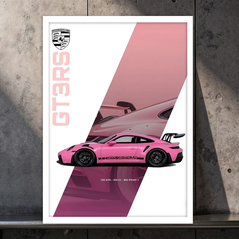 تابلو بکلیت طرح ماشین GT3RS مدل W-S10824 فریم سفید