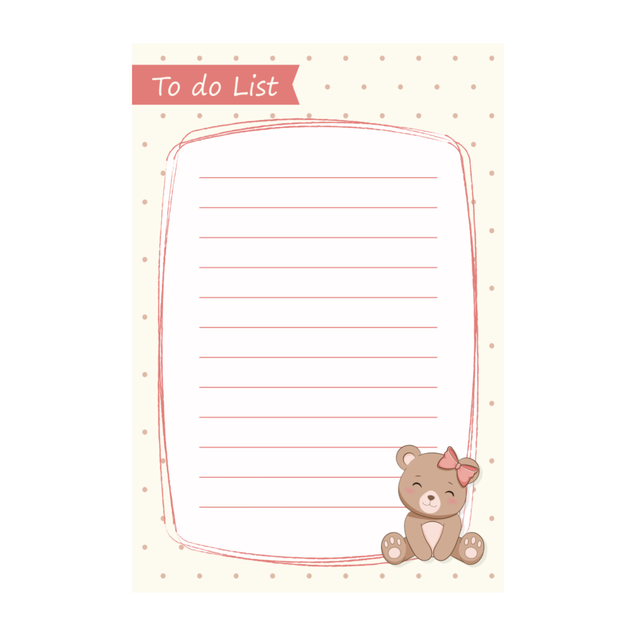 کاغذ یادداشت مدل to do list طرح خرس پاپیونی کد 1