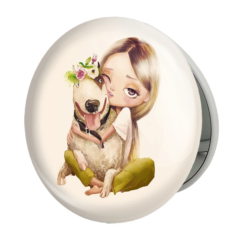 آینه جیبی خندالو طرح دخترونه مدل تاشو کد 6056 