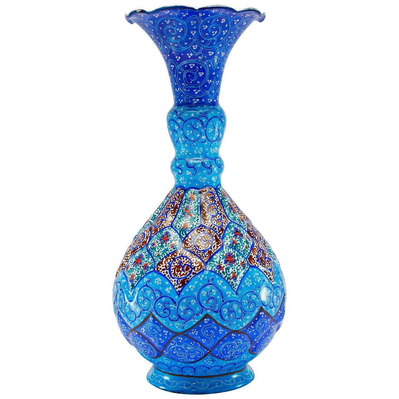 گلدان مسی مینا کاری شده گالری مند کد MN10