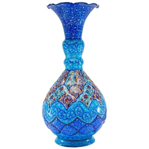 گلدان مسی مینا کاری شده گالری مند کد MN10