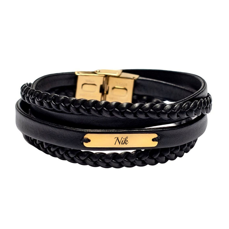 دستبند طلا 18 عیار مردانه لیردا مدل اسم نیک 30304