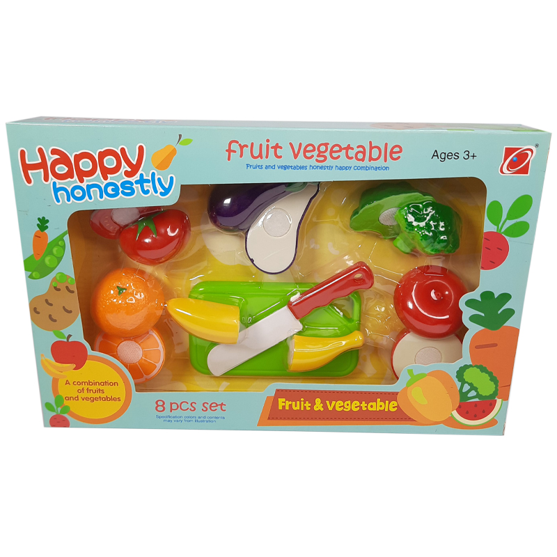 ست اسباب بازی آشپزخانه مدل برش میوه و سبزیجات کد S7 مجموعه 8 عددی 