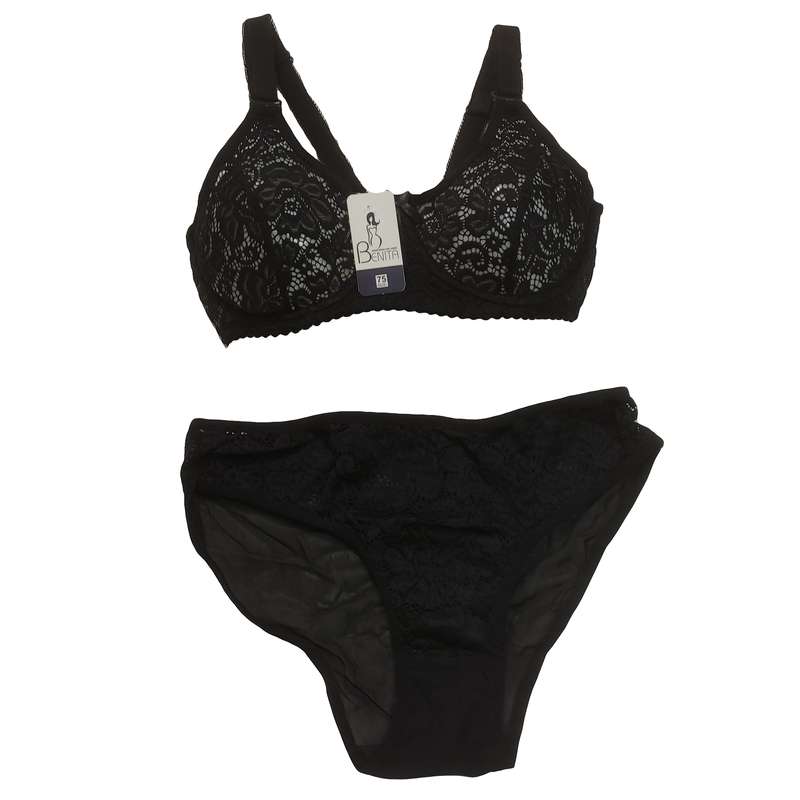 ست شورت و سوتین زنانه مدل تمام گیپور فنردار 5657