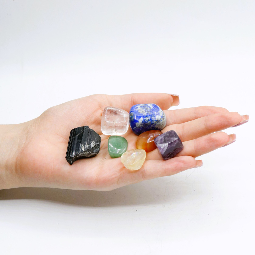 سنگ راف مانا جم مدل هفت چاکرا مجموعه 7 عددی