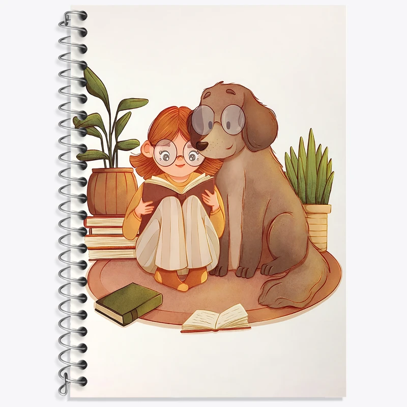 دفتر لغت 50 برگ خندالو طرح دختر و سگ کد N5642