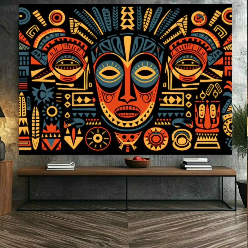 تابلو بوم طرح مخمل قبیله ای مدل آفریقا کد BK23455