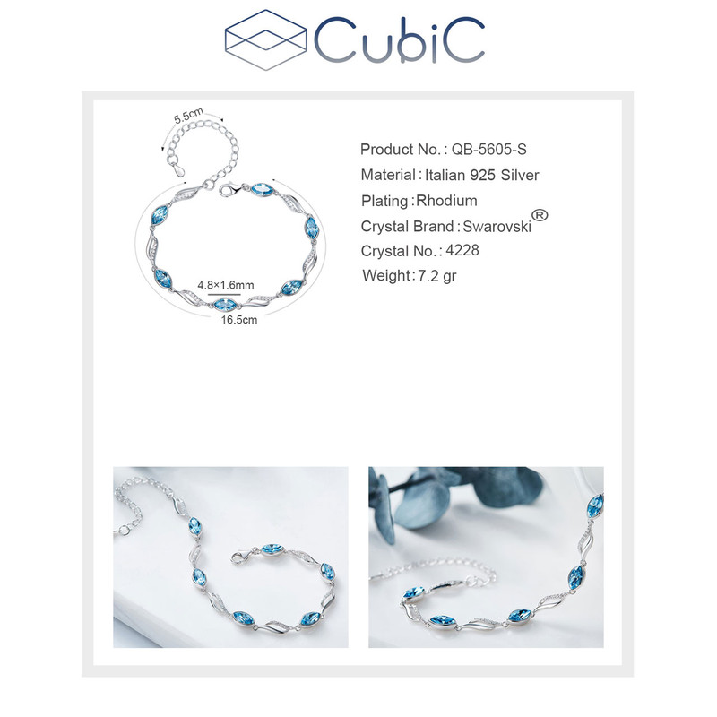دستبند نقره زنانه کوبیک مدل QB-5605