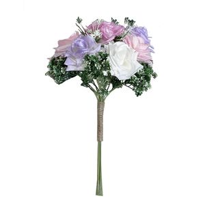 دسته گل مصنوعی مدل رزتوپی 6 گل و عروس