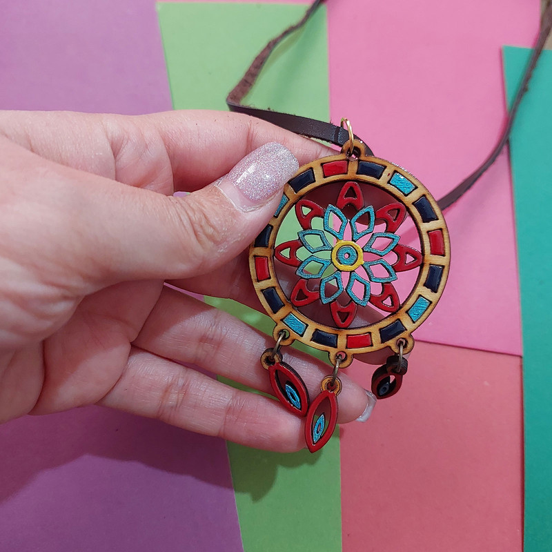 گردنبند زنانه مدل چوبی طرح دریم کچر کد NC014 گردنبند زنانه مدل چوبی طرح دریم کچر کد NC014