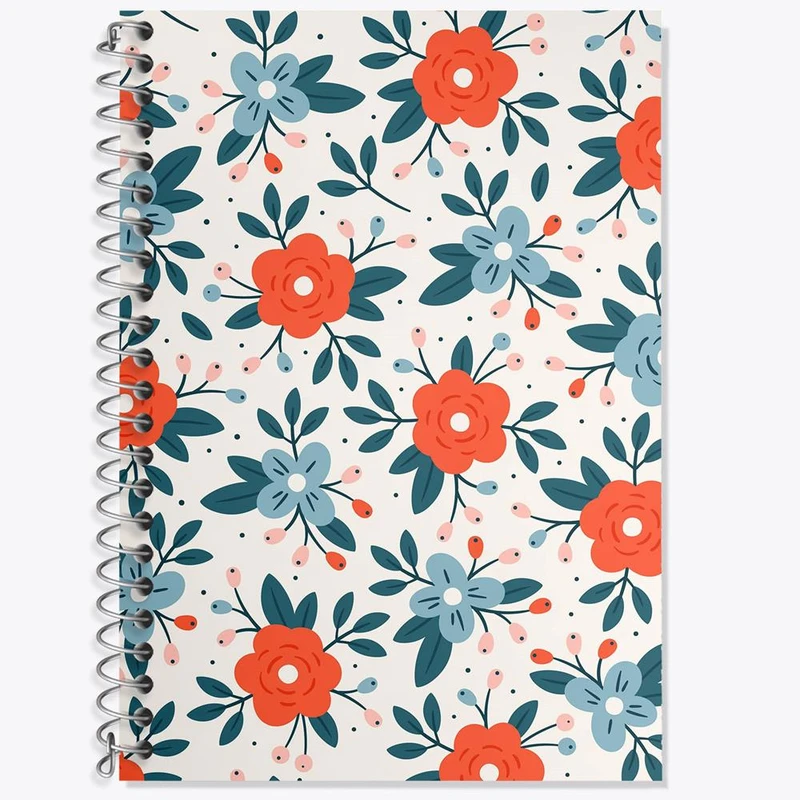 دفتر زبان 50 برگ خندالو مدل دو خط طرح گل گلی کد 29086