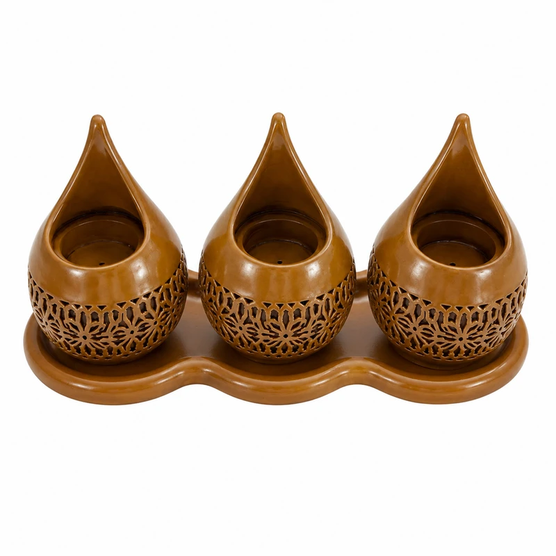 ست 4 تکه جاشمعی گچی مدل ashk2356 