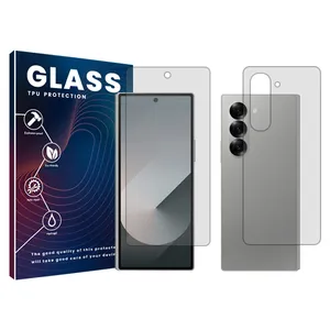 Glass Resistant model transparent screen protector suitable for Samsung Galaxy Z Fold6 mobile phone along with the back of the phone