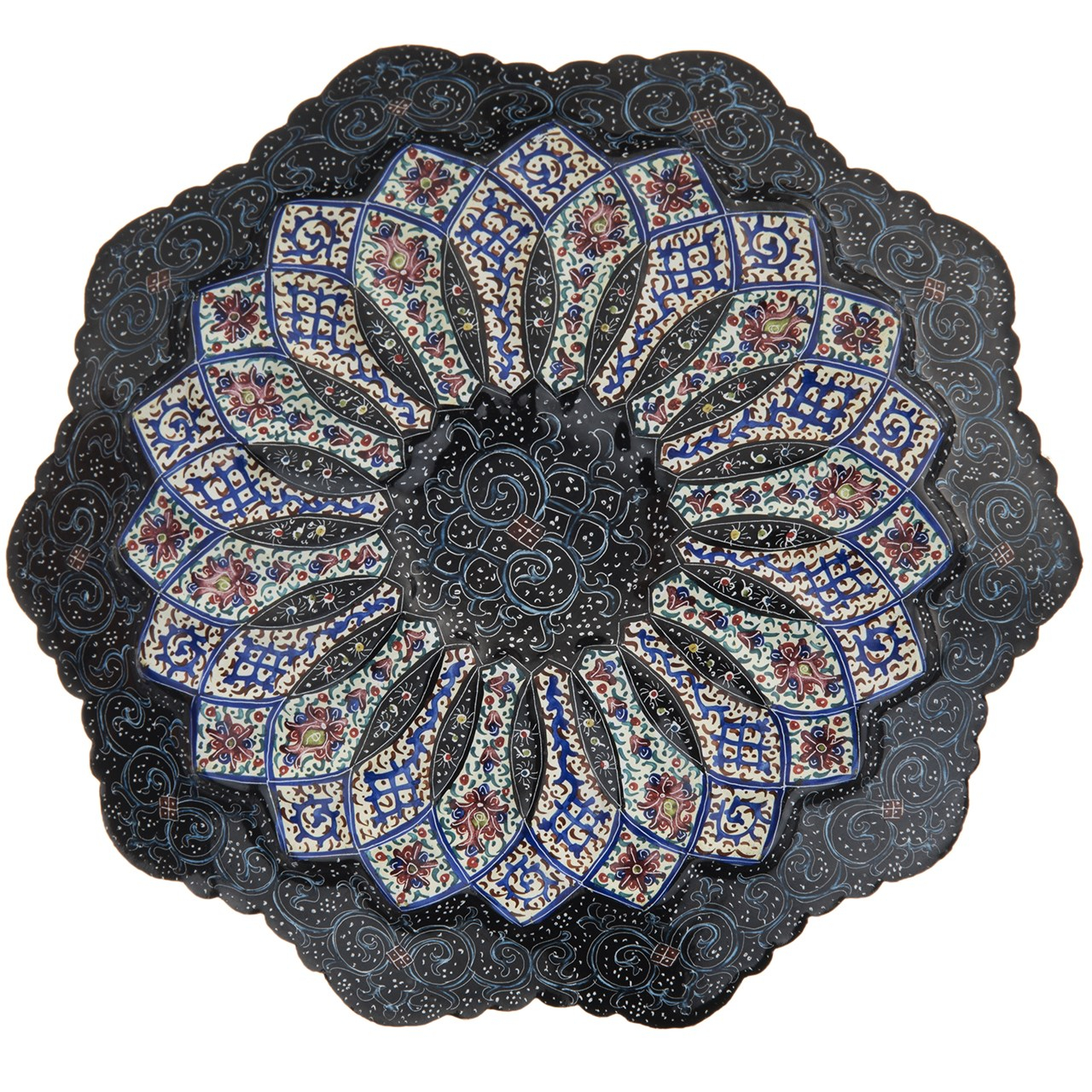 بشقاب مسی میناکاری شده اثر اسماعیلی طرح 9 قطر 16 سانتی متر