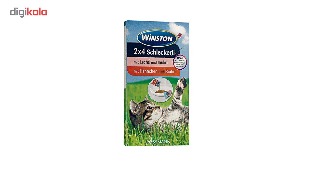 بیوتین گربه وینستون مدل Schleckerli Mit Hahnchen und Biotin وزن 120 گرم