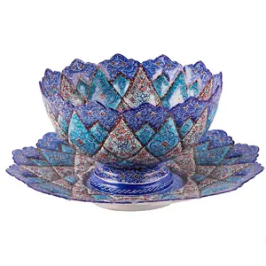 کاسه و بشقاب مسی میناکاری اثر ابوالقاسمی کد 170080