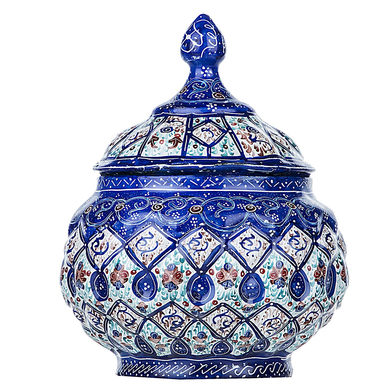 قندان مسی میناکاری شده اثر سلطانی طرح 4