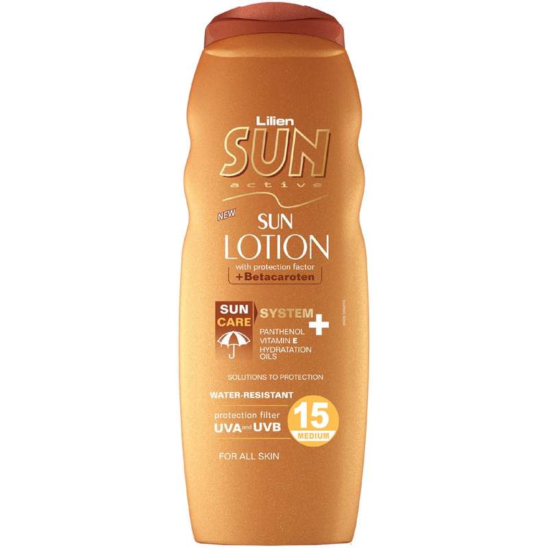 لوسیون آفتاب لیلین سان اکتیو مدل Protection Factor With Betacaroten با SPF15 حجم 200 میلی لیتر