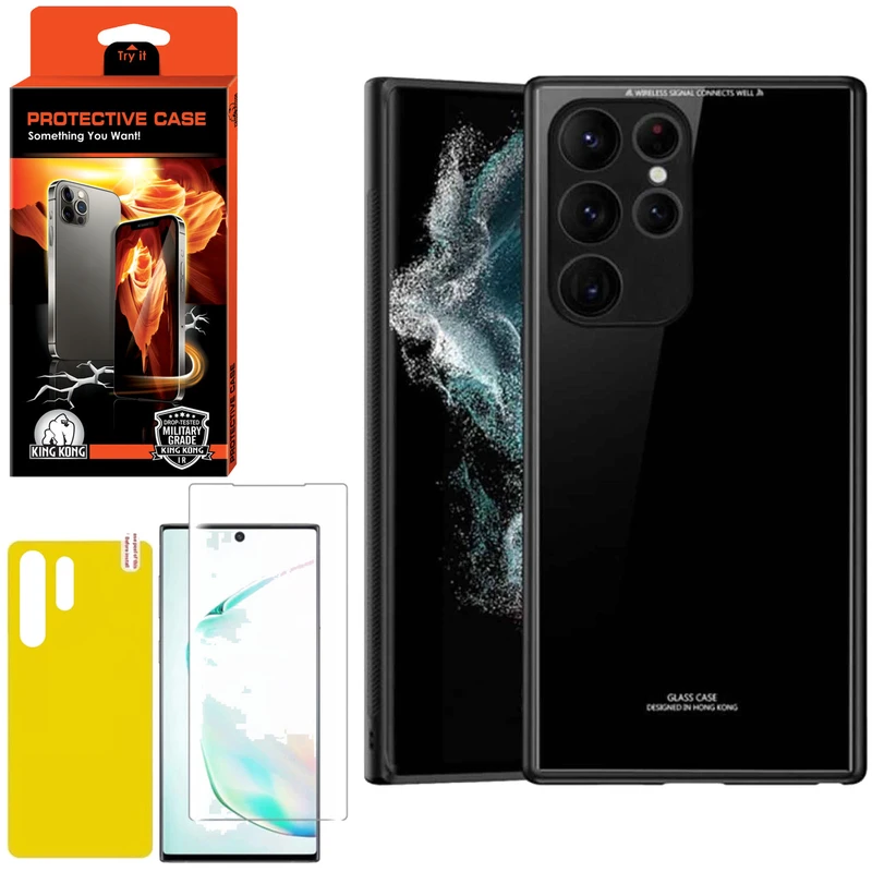 کاور کینگ کونگ مدل CVRGLS-II مناسب برای گوشی موبایل سامسونگ Galaxy S22 Ultra به همراه محافظ صفحه نمایش و محافظ پشت گوشی
