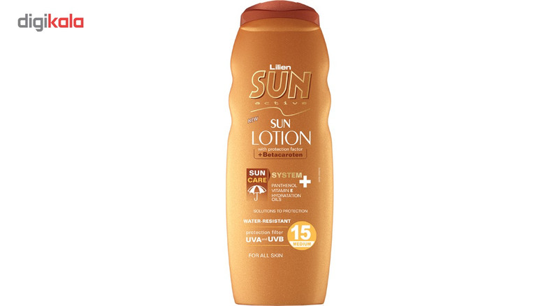 لوسیون آفتاب لیلین سان اکتیو مدل Protection Factor With Betacaroten با SPF15 حجم 200 میلی لیتر