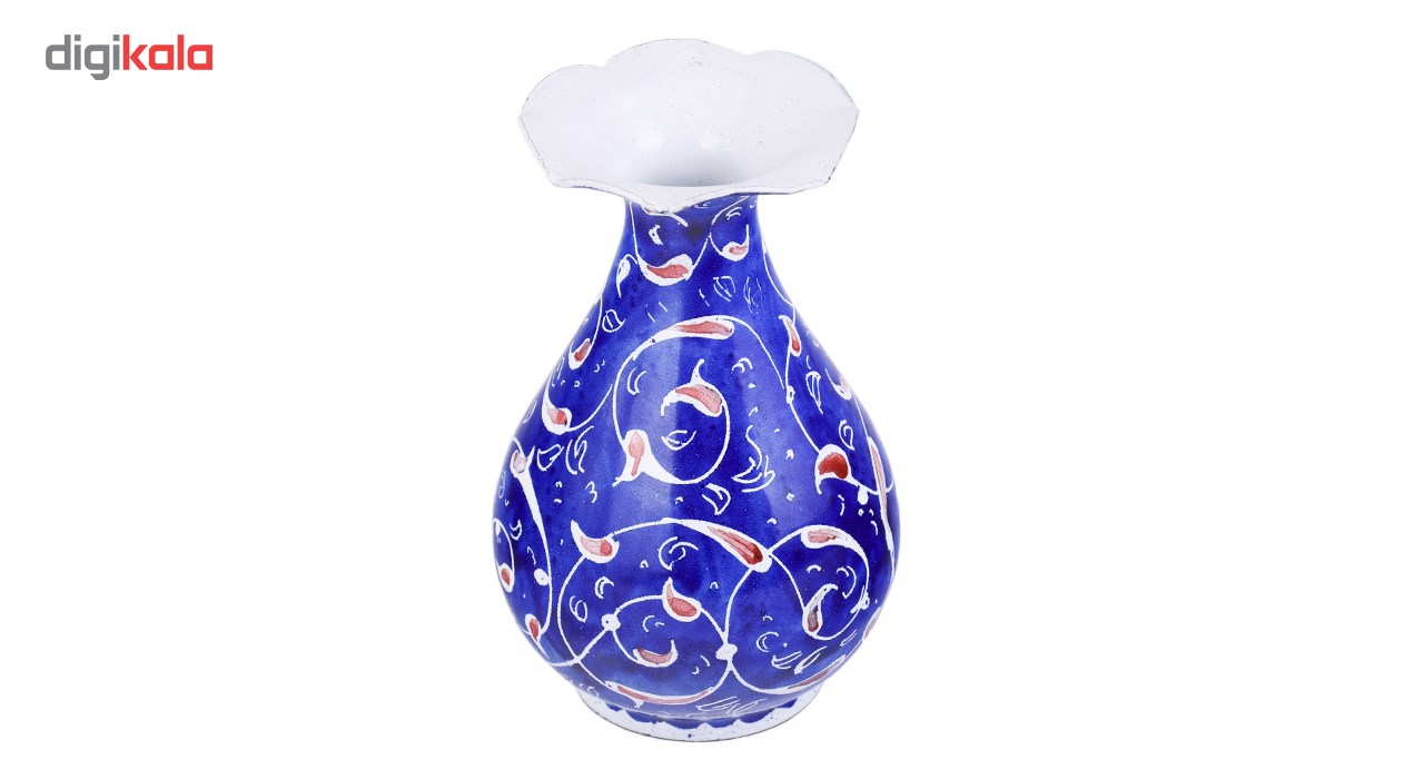 گلدان مسی میناکاری صالحی زاده طرح گل آسمان مدل 00 - 35 ارتفاع 8 سانتی متر