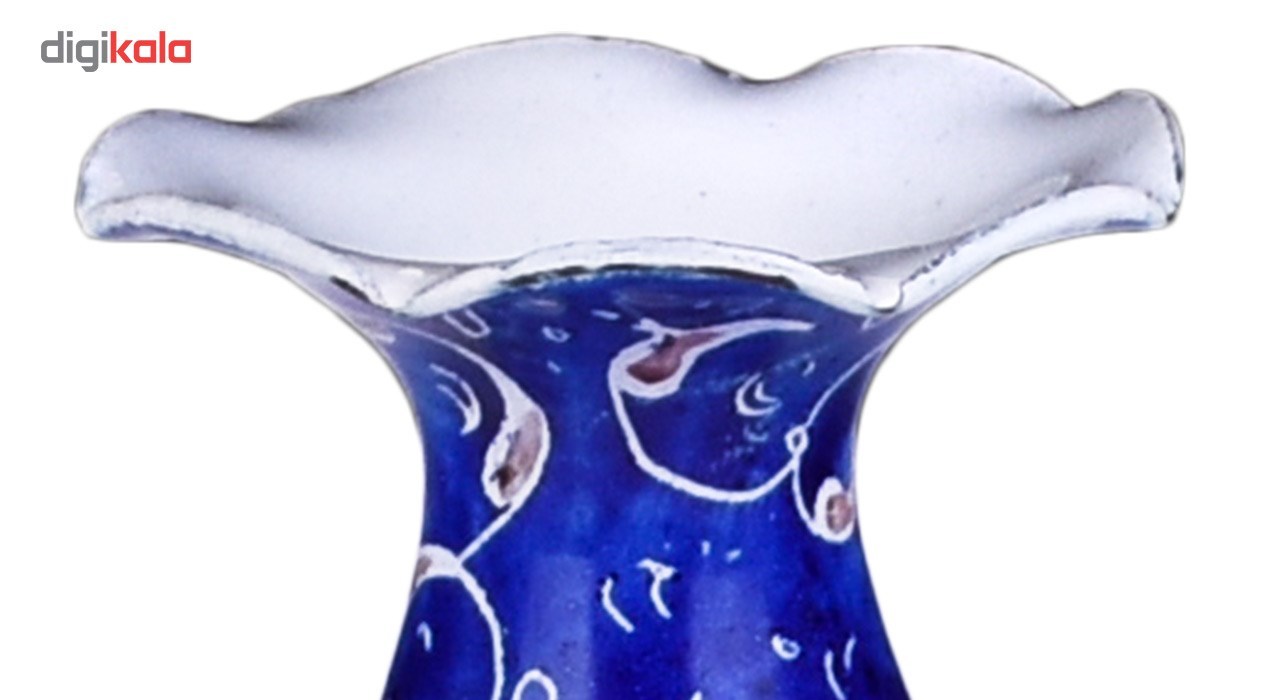 گلدان مسی میناکاری صالحی زاده طرح گل آسمان مدل 00 - 35 ارتفاع 8 سانتی متر