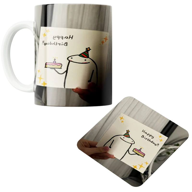 ماگ پاد آفرین مدل شخصیت های ماهی کد 02 به همراه زیر لیوانی