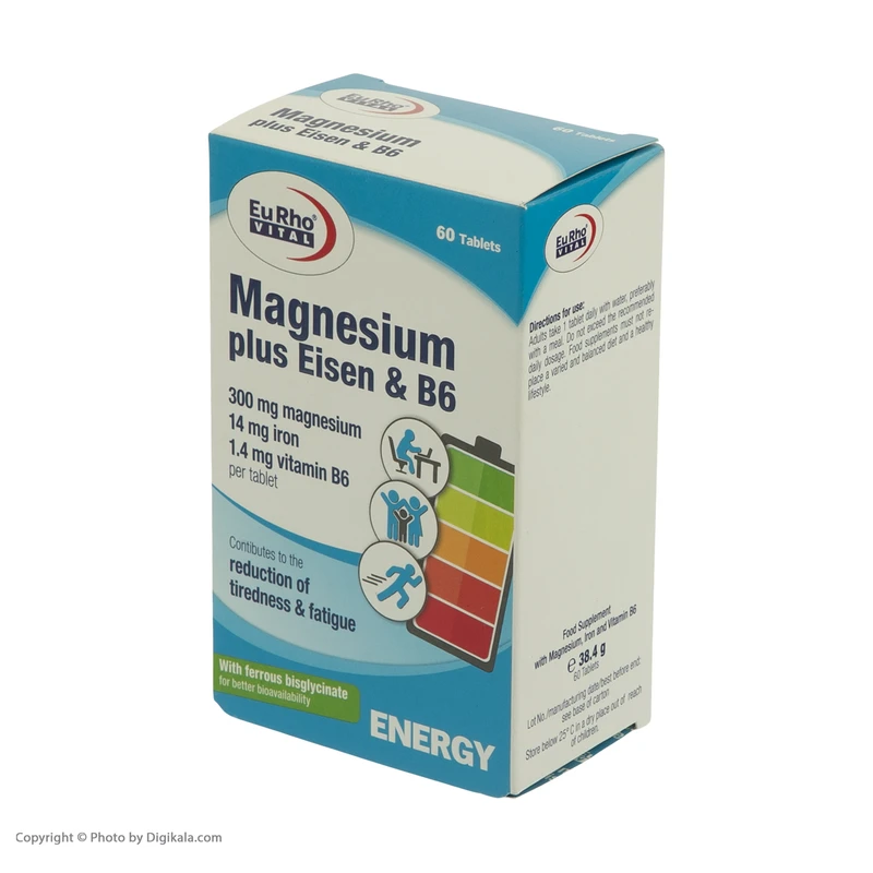 عکس شماره 2 : قرص منیزیم پلاس آیزن و ب6 بسته 60 عددی
