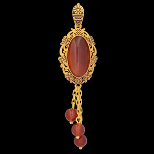 آویز گردنبند طلا 18 عیار زنانه طلای مستجابی مدل عقیق کد 4