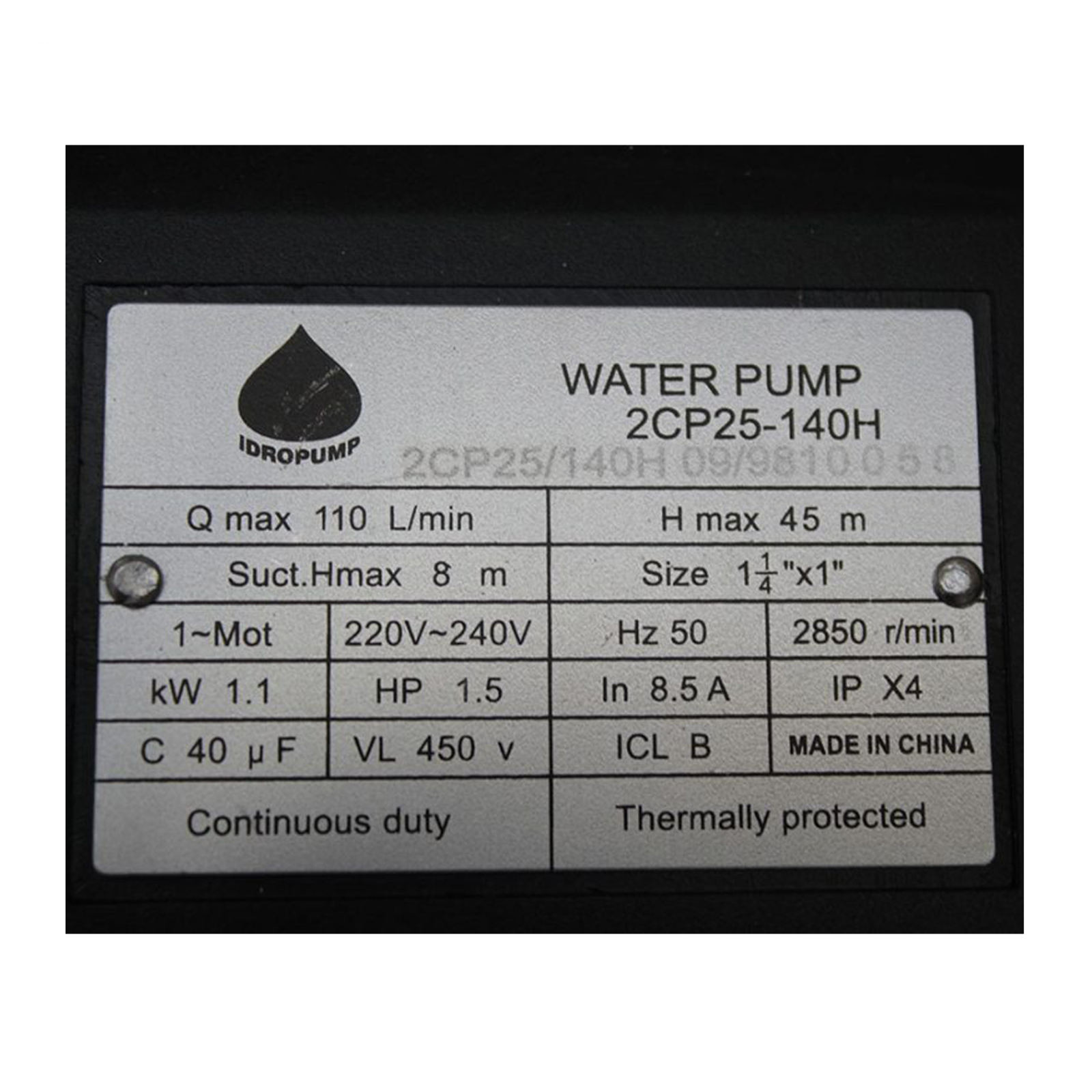 پمپ آب ایدرو مدل 2CP25-140H پمپ آب ایدرو مدل 2CP25-140H