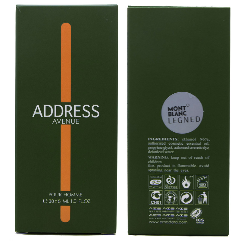 عطر جیبی مردانه عماد آرا مدل Address Avenue حجم 30 میلی لیتر