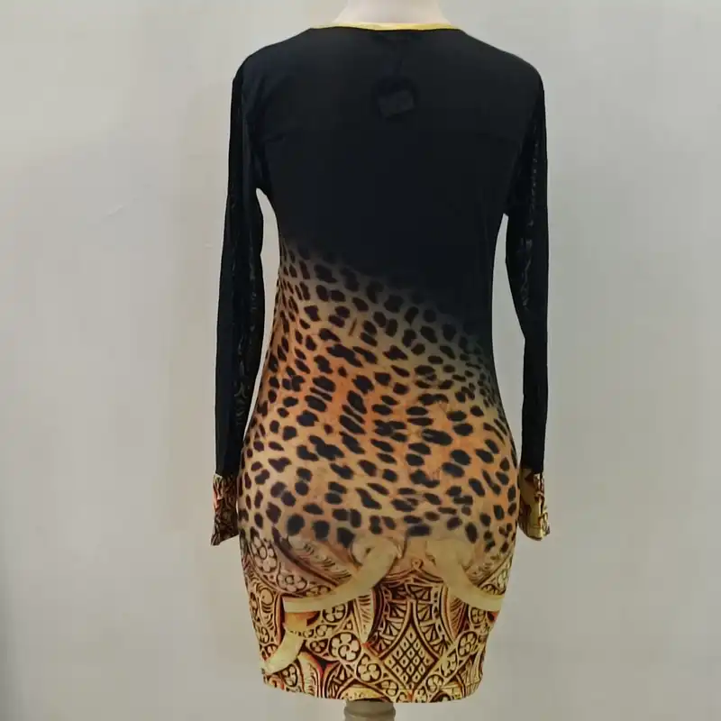 پیراهن زنانه مدل پلنگی نگین دار