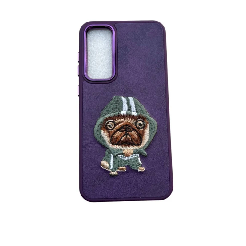 کاور مدل چرم طرح سگ گلدوزی شده کد PUG66 مناسب برای گوشی موبایل سامسونگ Galaxy A14