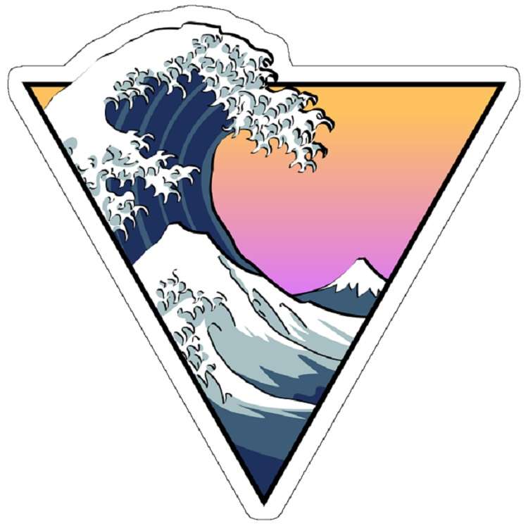 استیکر لپ تاپ مدل Great Wave Aesthetic