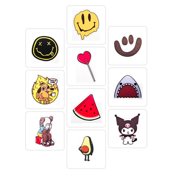 استیکر لب تاپ طرح رندوم بسته 10 عددی