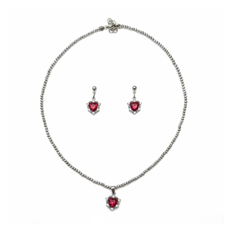 ست گردنبند و گوشواره دست ساز مدل ردولوت