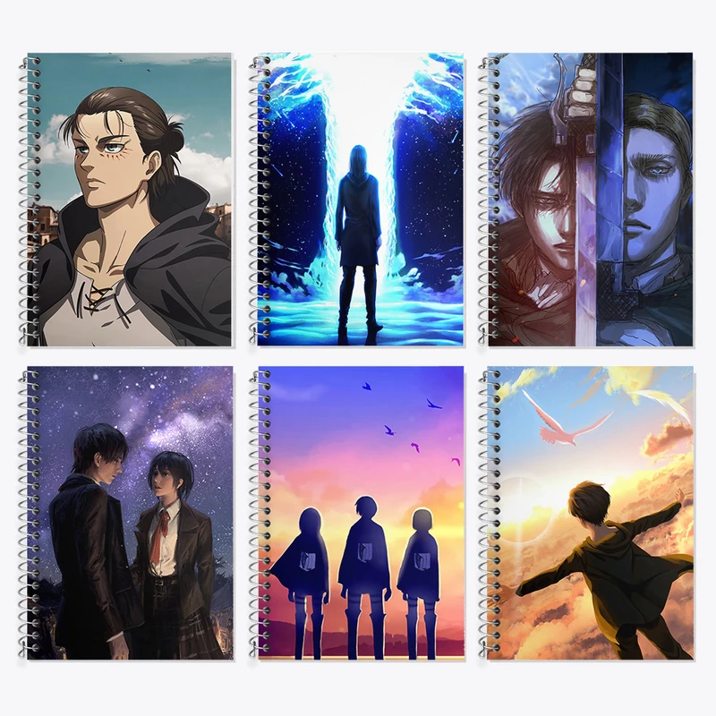 دفتر زبان 50 برگ خندالو مدل دو خط طرح انیمه اتک آن تایتان کد 631 مجموعه 6 عددی