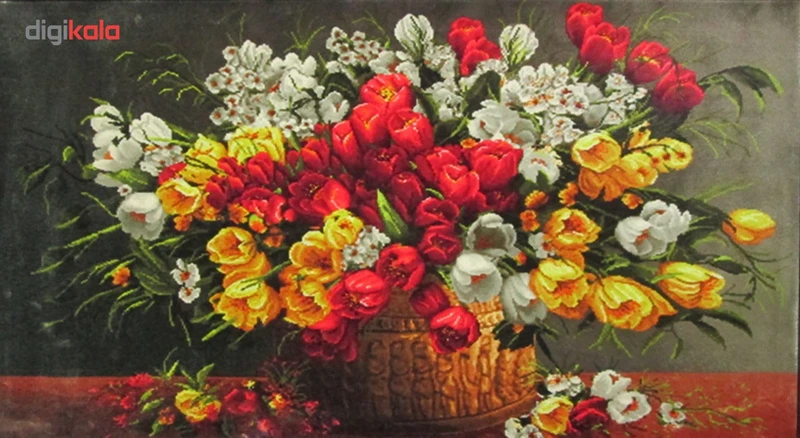 عکس شماره 4 : تابلو فرش ماشینی نقش نگار رضوی طرح گل کد 449c