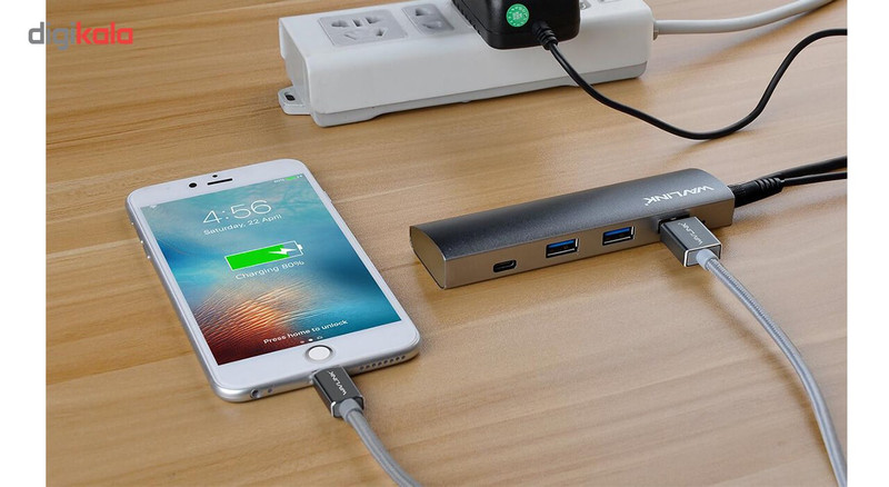 هاب4 پورت USB-C به همراه Power Delivery ویولینک مدل WL-UH3047C1