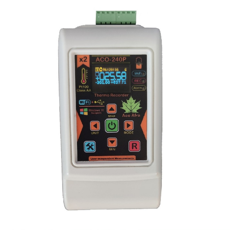دیتالاگر دوکاناله دما پرتابل آکو افرا مدلAco-240P