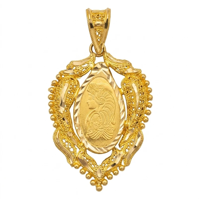 آویز گردنبند طلا 18 عیار زنانه طلای کامک طرح چهره