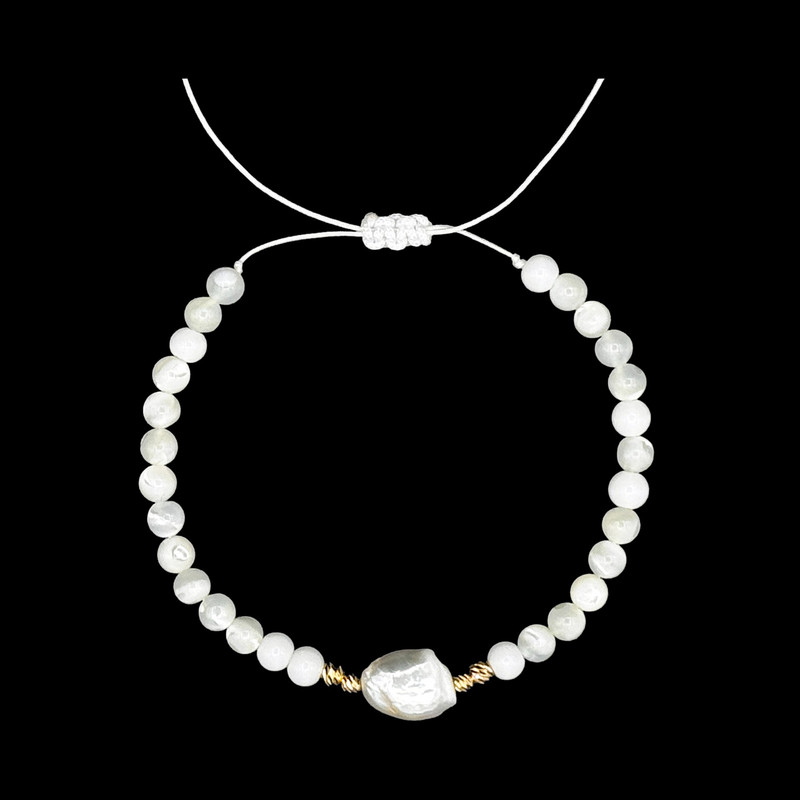 دستبند طلا و سنگ 18 عیار زنانه ناریا مدل صدف نامنظم