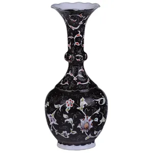 گلدان مسی میناکاری صالحی زاده طرح باغ شب مدل 01- 33 ارتفاع 15سانتی متر