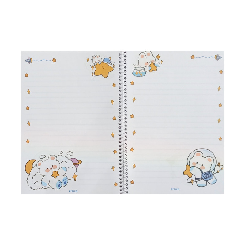 دفتر مشق 60 برگ پیتیکو مدل حاشیه دار طرح خرگوش دانشمند