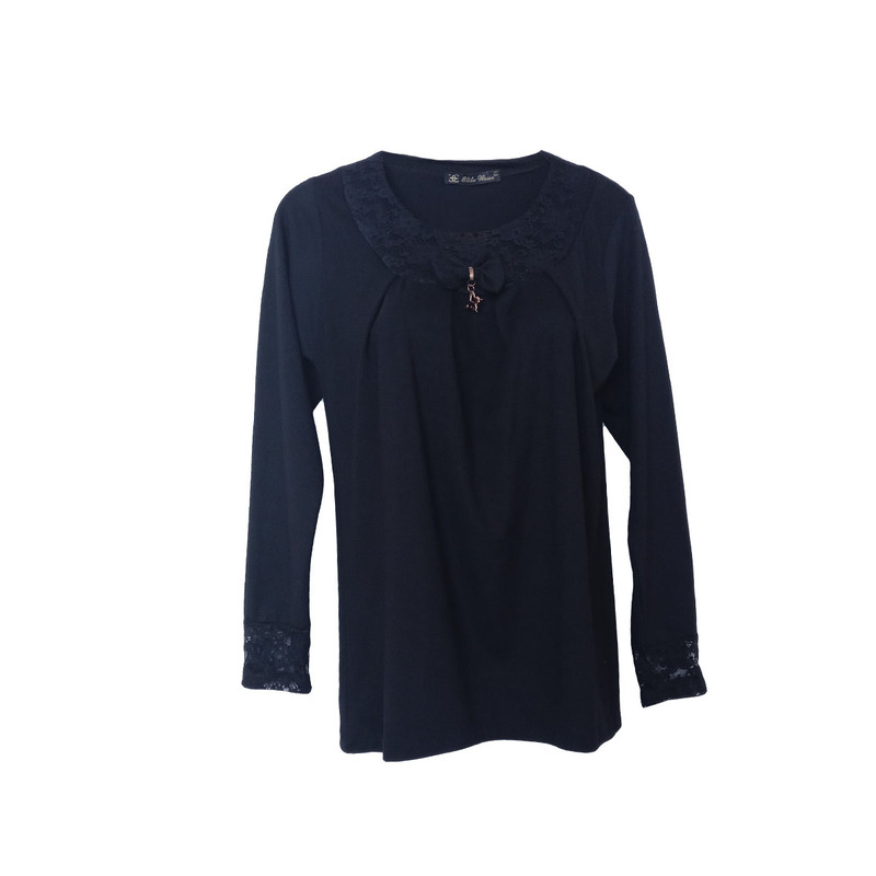 بلوز آستین بلند زنانه مدل توردار پاپیونی